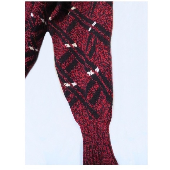 Vintage Sostanza Fashion Police Cardigan Sweater Burgundy Black Geo 80s 90s Med - Picture 4 of 9